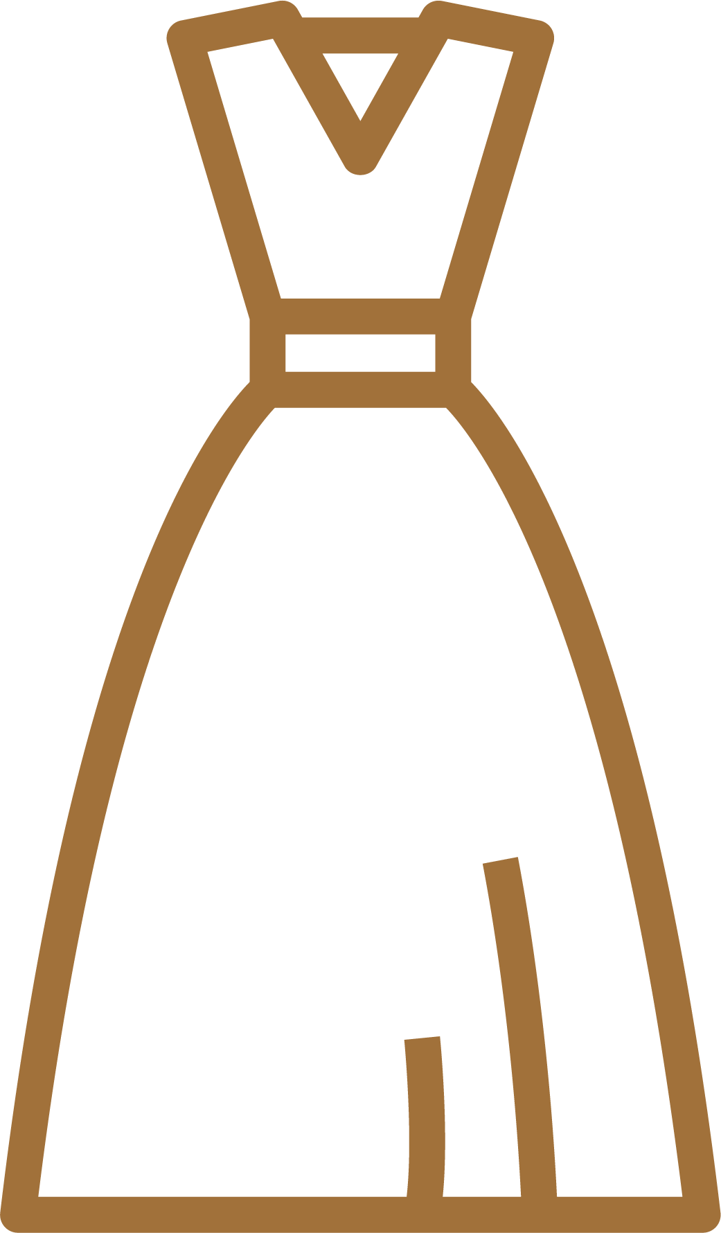 A dress icon on a green background.